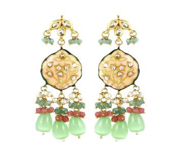 Kundan pearl green quartz earrings 3