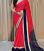 Red Zari Weaving Georgette Viscose Saree