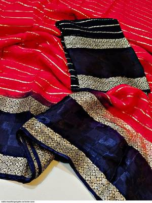 Red Zari Weaving Georgette Viscose Saree 2