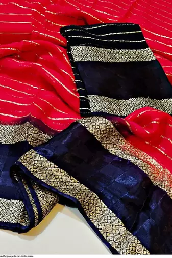 Red Zari Weaving Georgette Viscose Saree