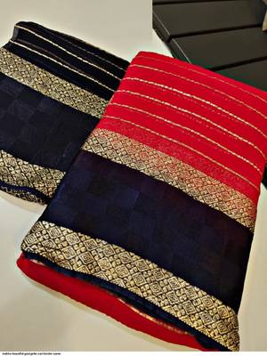 Red Zari Weaving Georgette Viscose Saree 3