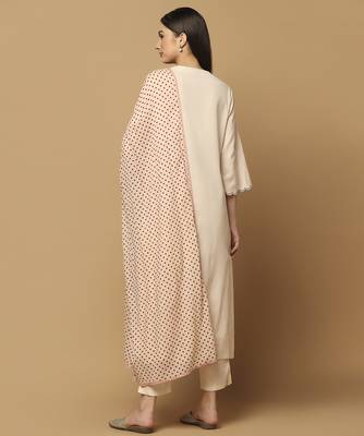 Peach cotton floral embroidered kurta-set 3