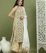Foil printed rayon kurta palazzos & dupatta for women