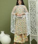 Foil printed rayon kurta palazzos & dupatta for women