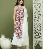 Foil printed rayon kurta palazzos with dupatta