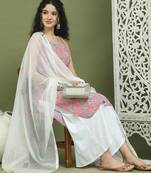 Floral printed rayon kurta palazzos with dupatta