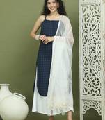 Screen printed pure cotton kurta palazzos with dupatta