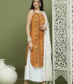 Foil printed rayon kurta palazzos with dupatta