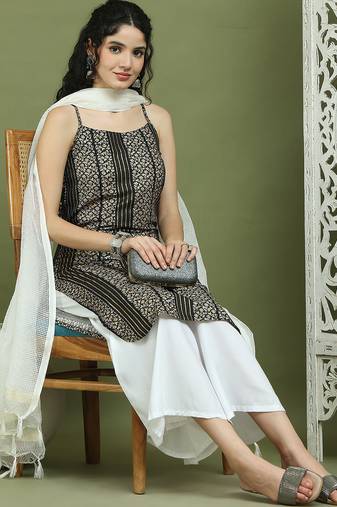 Foil printed rayon kurta palazzo dupatta