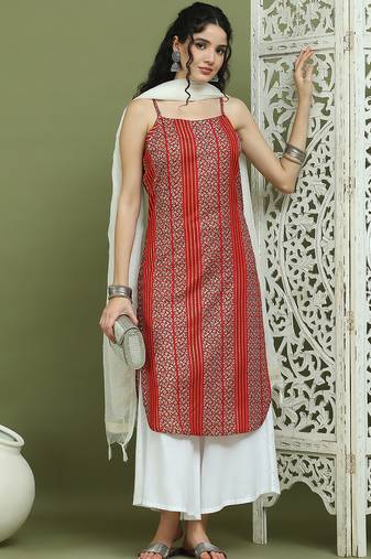 Foil printed rayon kurta palazzo dupatta