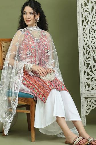 Foil printed rayon kurta palazzos with dupatta