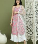 Floral printed rayon kurta palazzos with dupatta