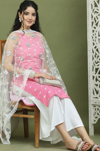 Printed rayon kurta palazzo & dupatta