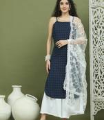 Screen printed pure cotton kurta palazzos with dupatta