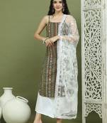Foil printed rayon kurta palazzos with dupatta