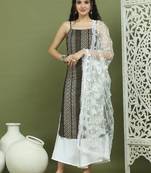 Foil printed rayon kurta palazzo dupatta