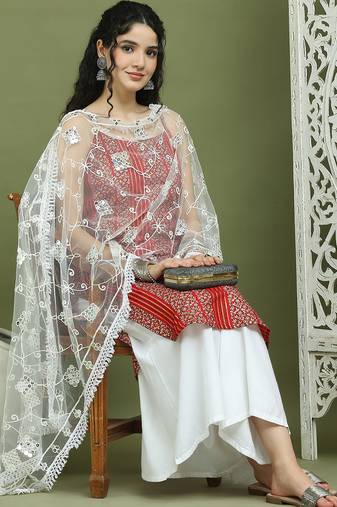 Foil printed rayon kurta palazzo dupatta