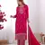 Graceful Pink Embroidered Kurta Set with Geometric Palazzo and Dupatta