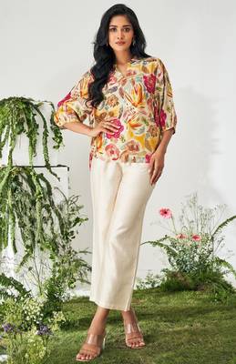 Multicolor chanderi floral printed co-ord set for women 1