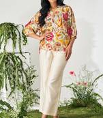 Multicolor chanderi floral printed co-ord set for women