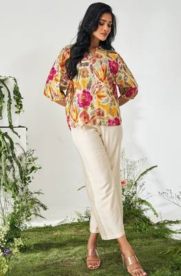 Multicolor chanderi floral printed co-ord set for women 2