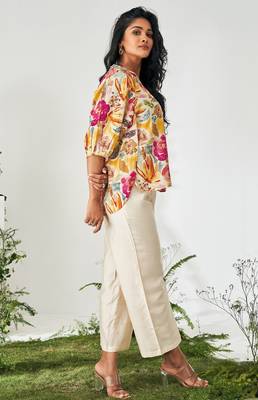 Multicolor chanderi floral printed co-ord set for women 4