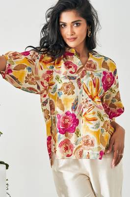 Multicolor chanderi floral printed co-ord set for women 5