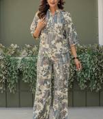 Multi & grey viscose rayon printed co-ord set for women