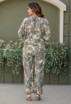 Multi & grey viscose rayon printed co-ord set for women 2