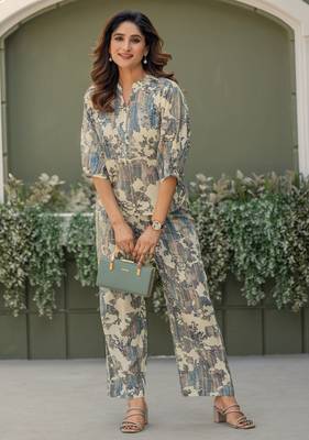 Multi & grey viscose rayon printed co-ord set for women 4