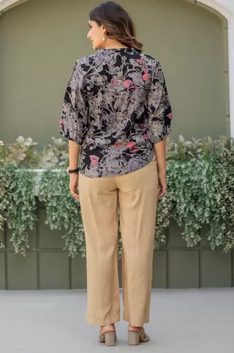 Multi & black viscose rayon printed co-ord set for women