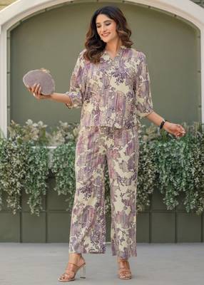 Multi & rust viscose rayon printed co-ord set for women 1