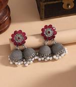 Rani color oxidised earrings in bright ethnic style for celebrations