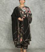 Black cotton silk printed kurta set