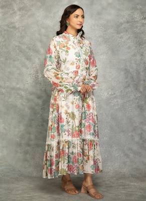 White floral printed cotton dress 2