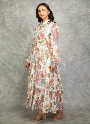 White floral printed cotton dress 3