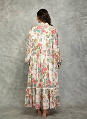 White floral printed cotton dress 4