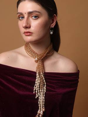 Coral dusk haar pendent necklace 2