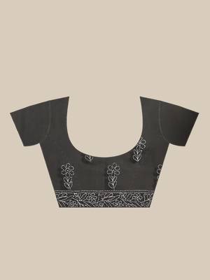 black Hand embroidered georgette chikankari saree with blouse 7