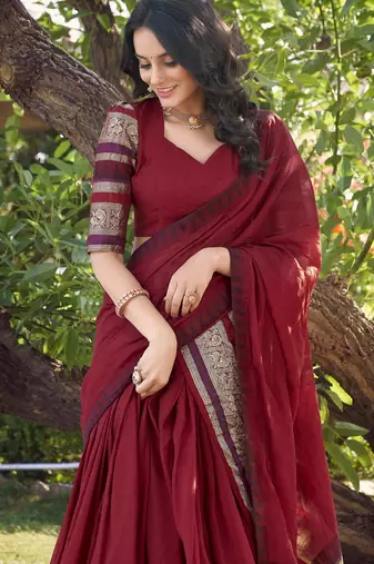 red chanderi silk zari weavinglehenga set choli with dupatta