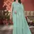 sea green sequin thread embroidery net saree