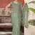 green sequin thread embroidery net saree
