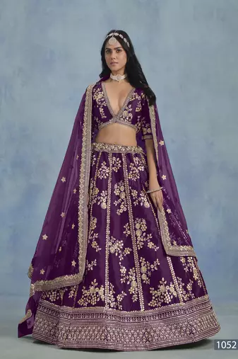 Purple Embroidered Art Silk Lehenga With Blouse