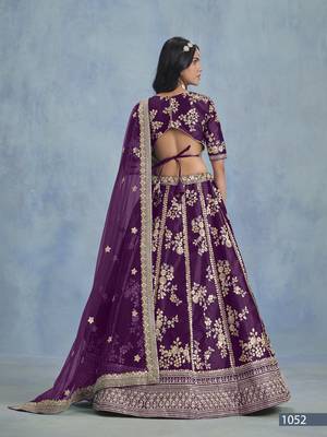 Purple Embroidered Art silk blend Lehenga With Blouse 3