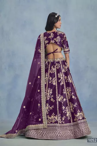 Purple Embroidered Art Silk Lehenga With Blouse