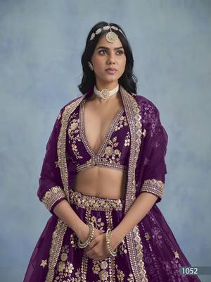 Purple Embroidered Art silk blend Lehenga With Blouse 4