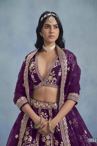 Purple Embroidered Art Silk Lehenga With Blouse