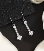 Hand-finished silver color antique stone earrings for a regal look