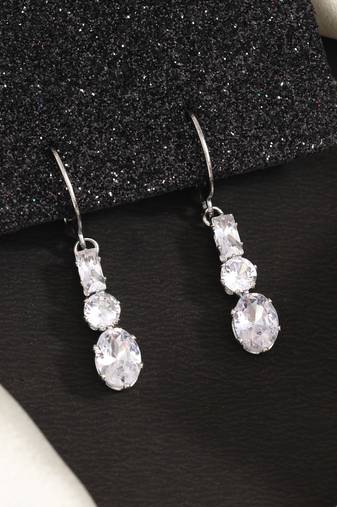 Silver color antique stone earrings with unique, eye-catching details