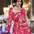 Red weightless marbal printed & peral lace border saree with unstitched blouse